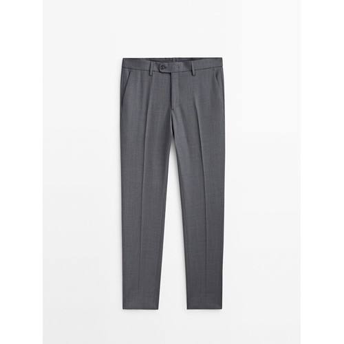 Костюмные брюки из шерстяной ткани двунитки серого цвета