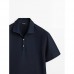 Диагональная хлопчатобумажная рубашка поло из микро-саржи с коротким рукавом