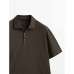 Диагональная хлопчатобумажная рубашка поло из микро-саржи с коротким рукавом
