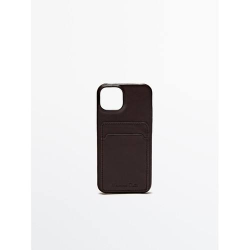 Кожаный чехол для iPhone 14 с отделением для карточек