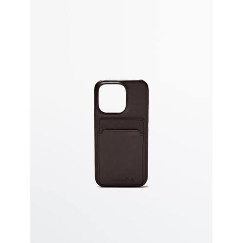 Кожаный чехол для iPhone 14 Pro с отделением для карточек