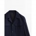 Темно-синя куртка-рубашка из 100% шерсти
